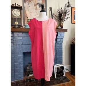 The Limited XL Pink Coral Colorblock Knit Sleeveless Shift Dress Career NEW $99